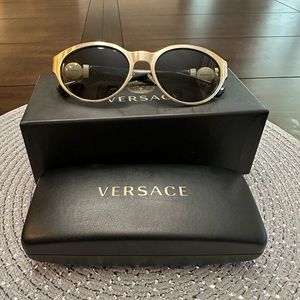 Black and Gold Versace Sunglasses with Box and Case